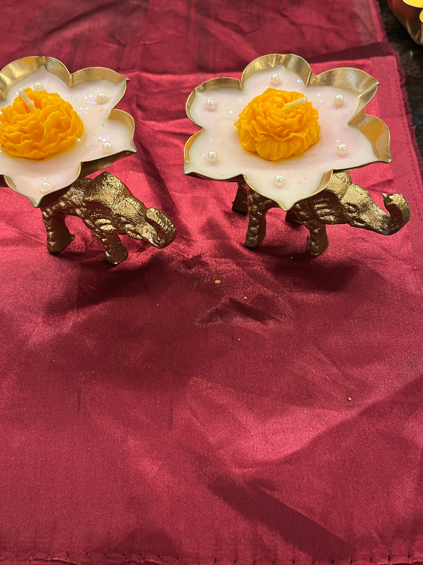 Royal Elephant Glow Urli (Pair of 2)