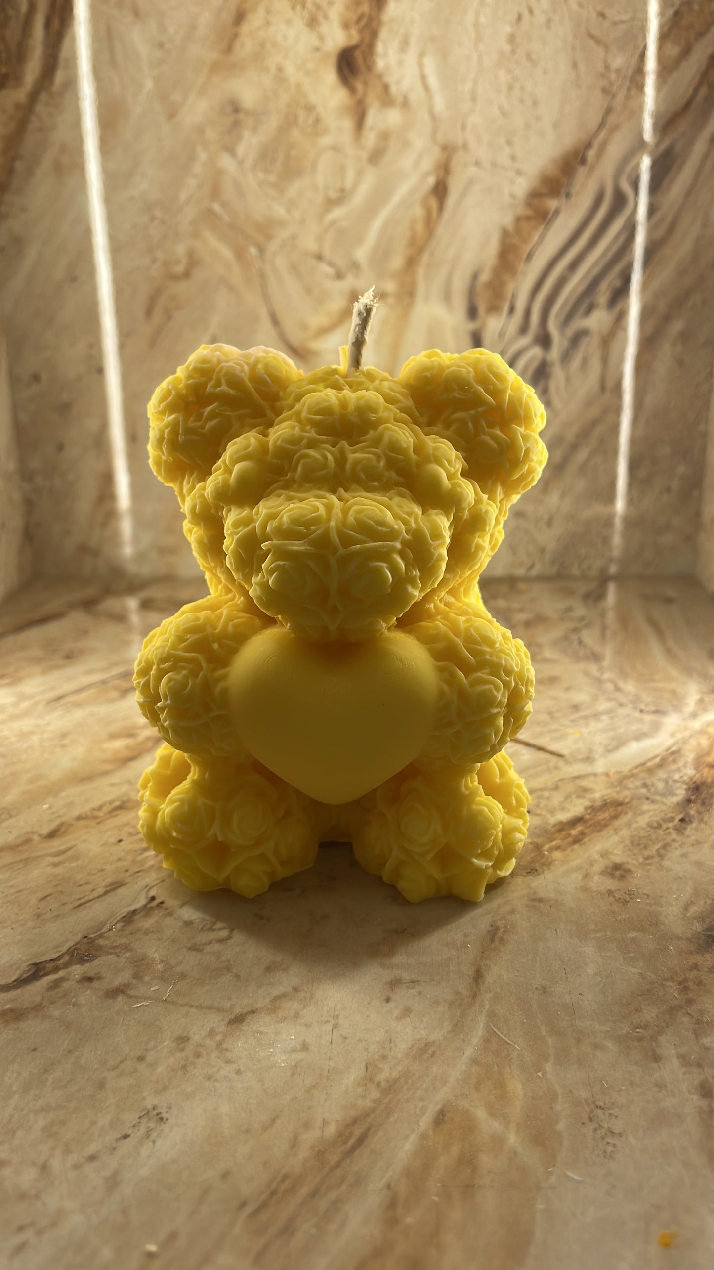 Rosé Heart Teddy Candle