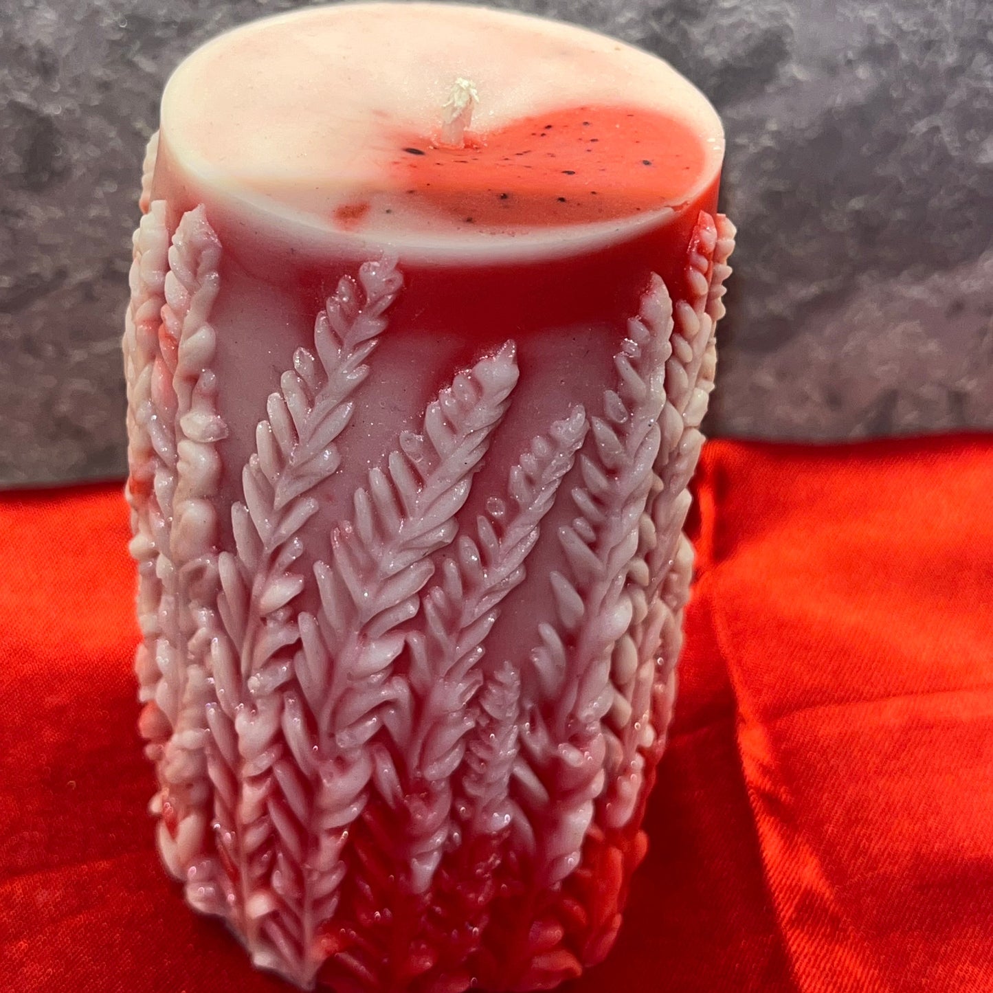 Crimson Fern Pillar Candle