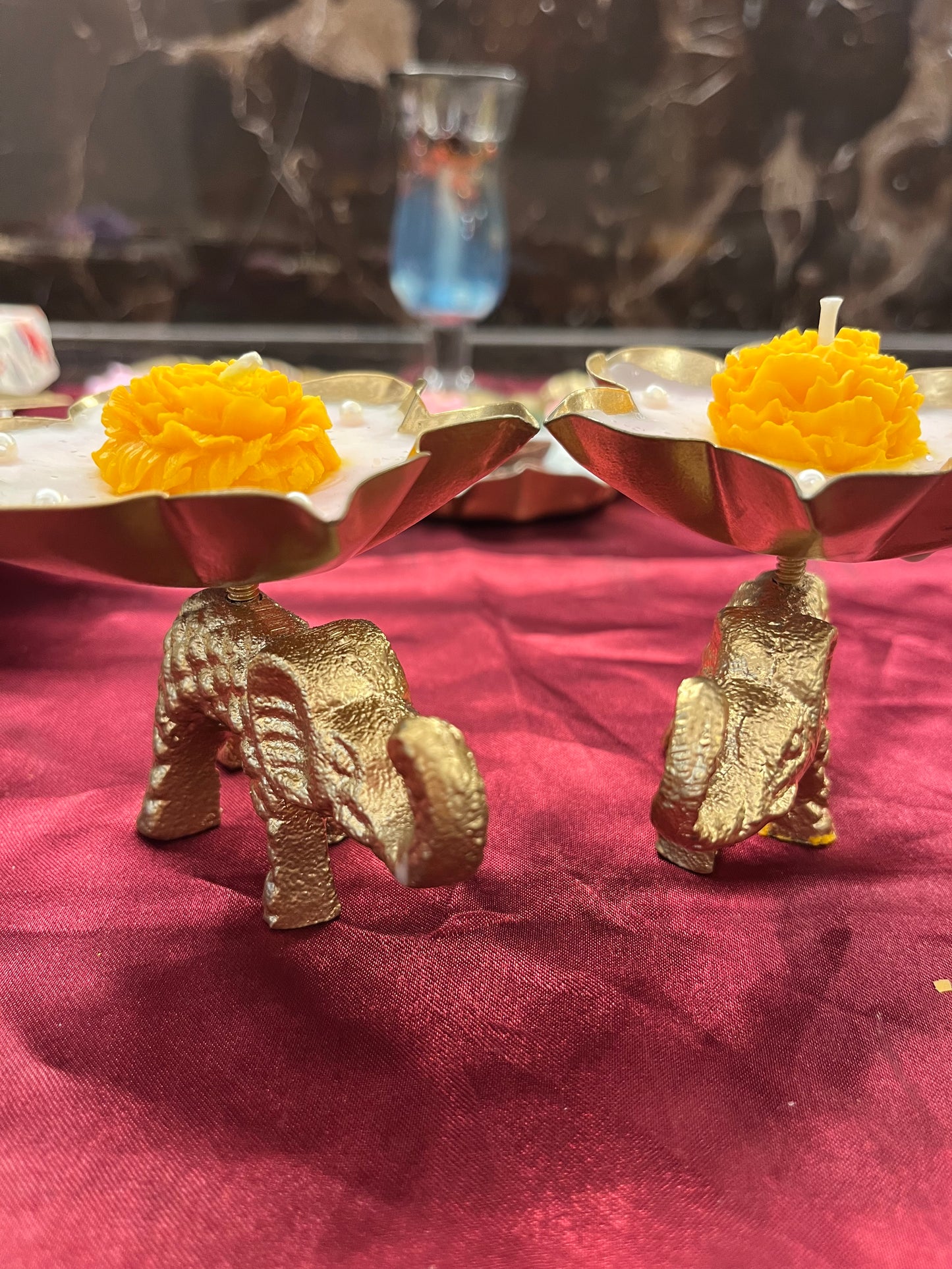 Royal Elephant Glow Urli (Pair of 2)